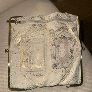 HOBO White and Gold Snakeskin Wallet